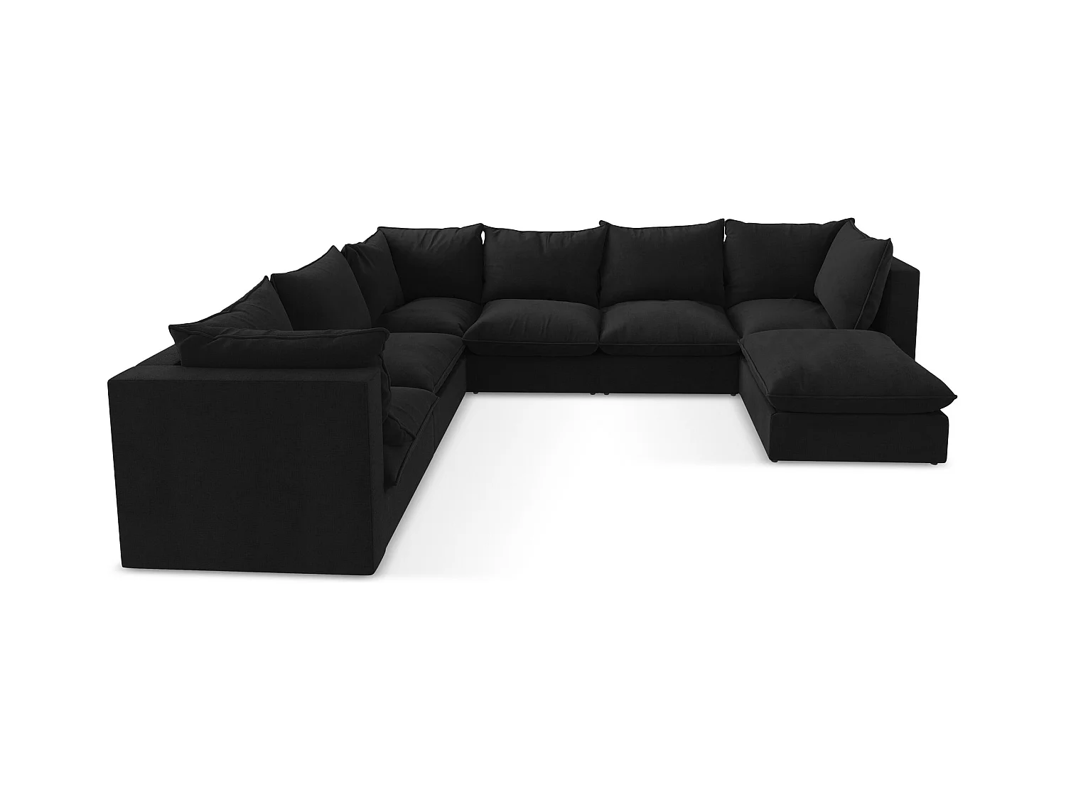 Sofa modułowa panoramiczna - z tkaniny strukturalnej - czarny - MANAO