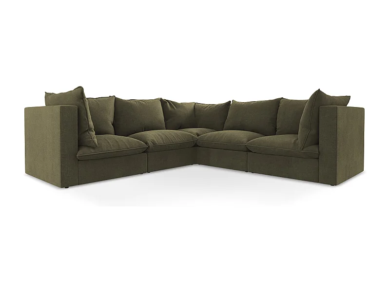 Modulares Ecksofa - - Strukturstoff - Olive - MANAO
