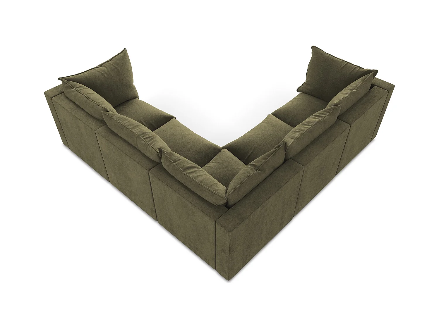 Canapé d'angle 4 places modulaire en tissu texturé - olive - MANAO