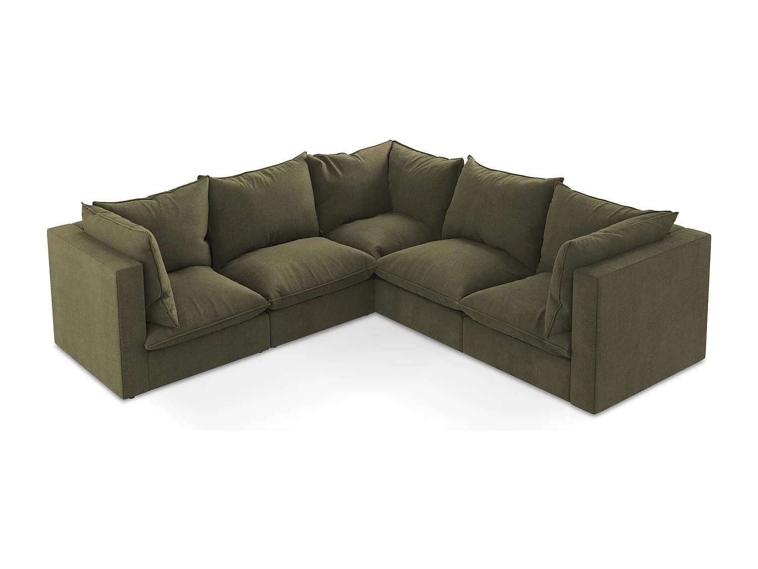 Modulares Ecksofa - - Strukturstoff - Olive - MANAO