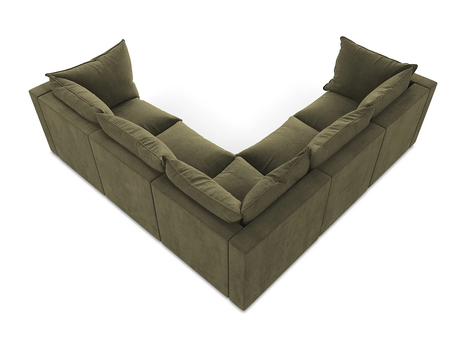 Canapé d'angle 4 places modulaire en tissu texturé - olive - MANAO