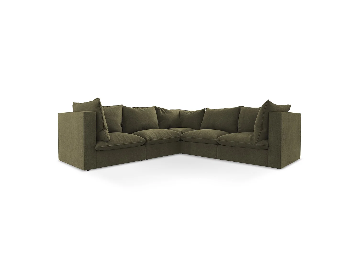 Modulares Ecksofa - - Strukturstoff - Olive - RAVENNA