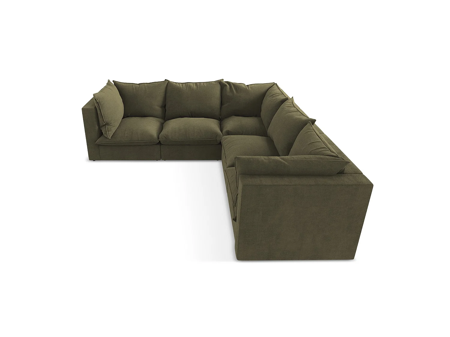 Modulares Ecksofa - - Strukturstoff - Olive - RAVENNA