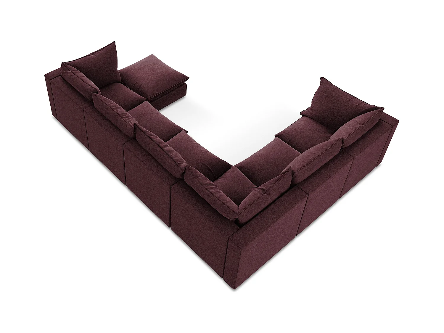 Modulaire panoramische bank van bourgondië velours - MANAO