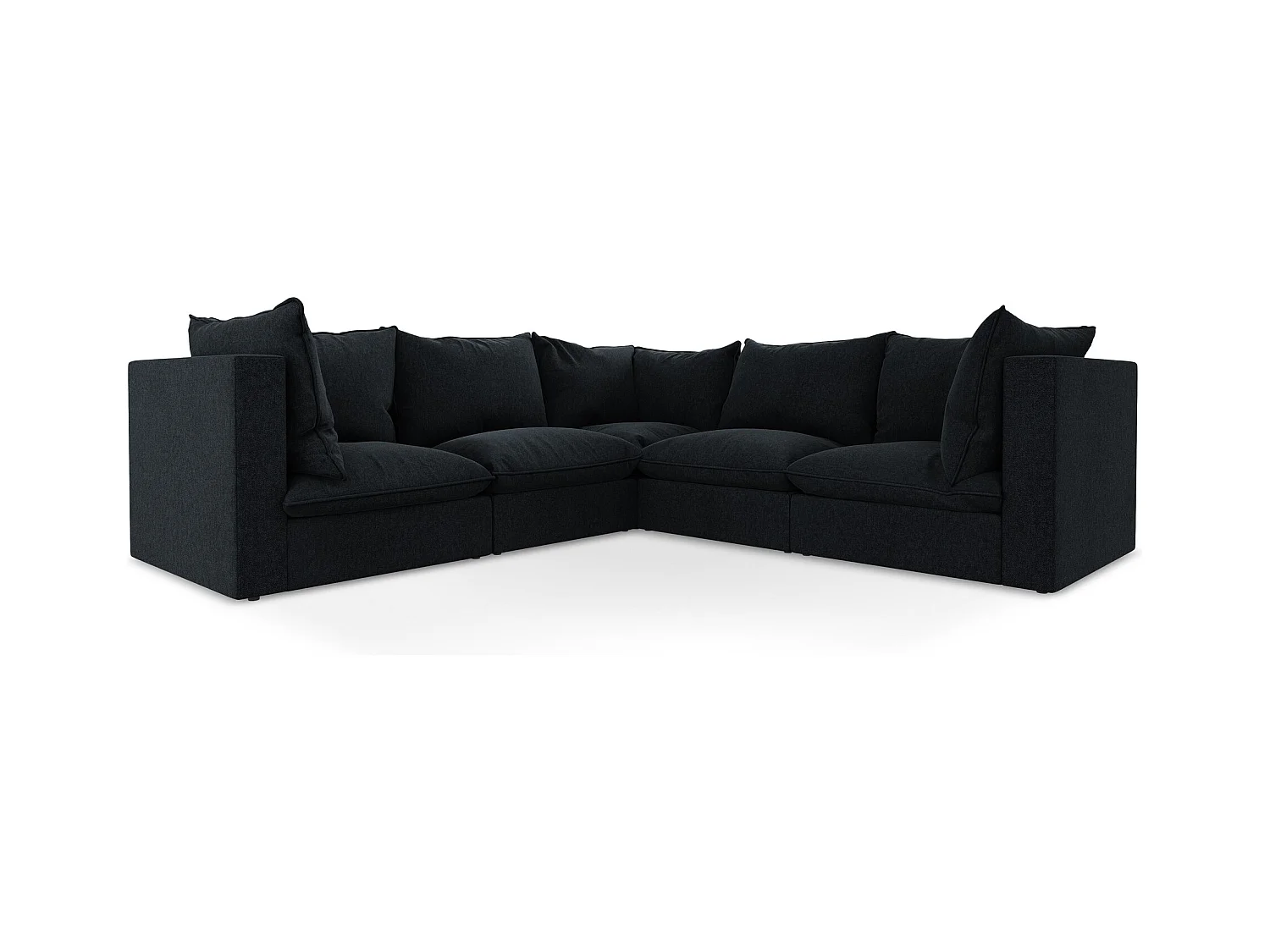 Canapé d'angle 4 places modulaire en velours - bleu royal - MANAO