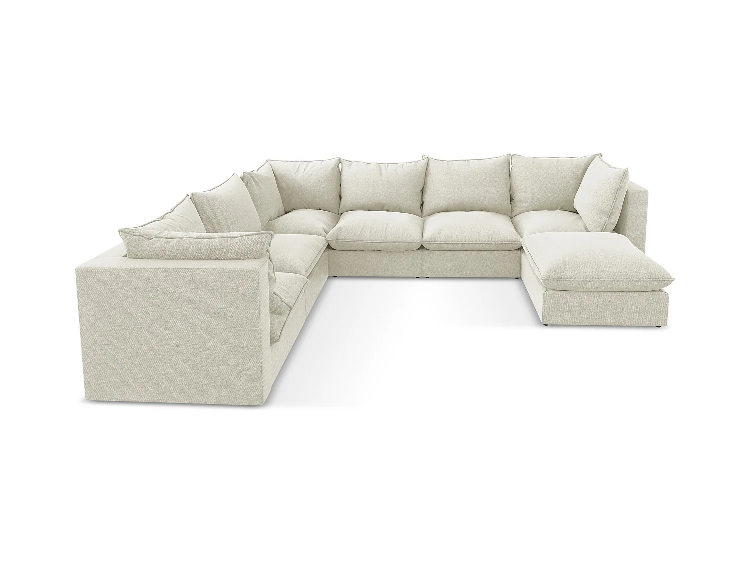 Canapé panoramique 5 places modulaire en tissu bouclette - sable - MANAO