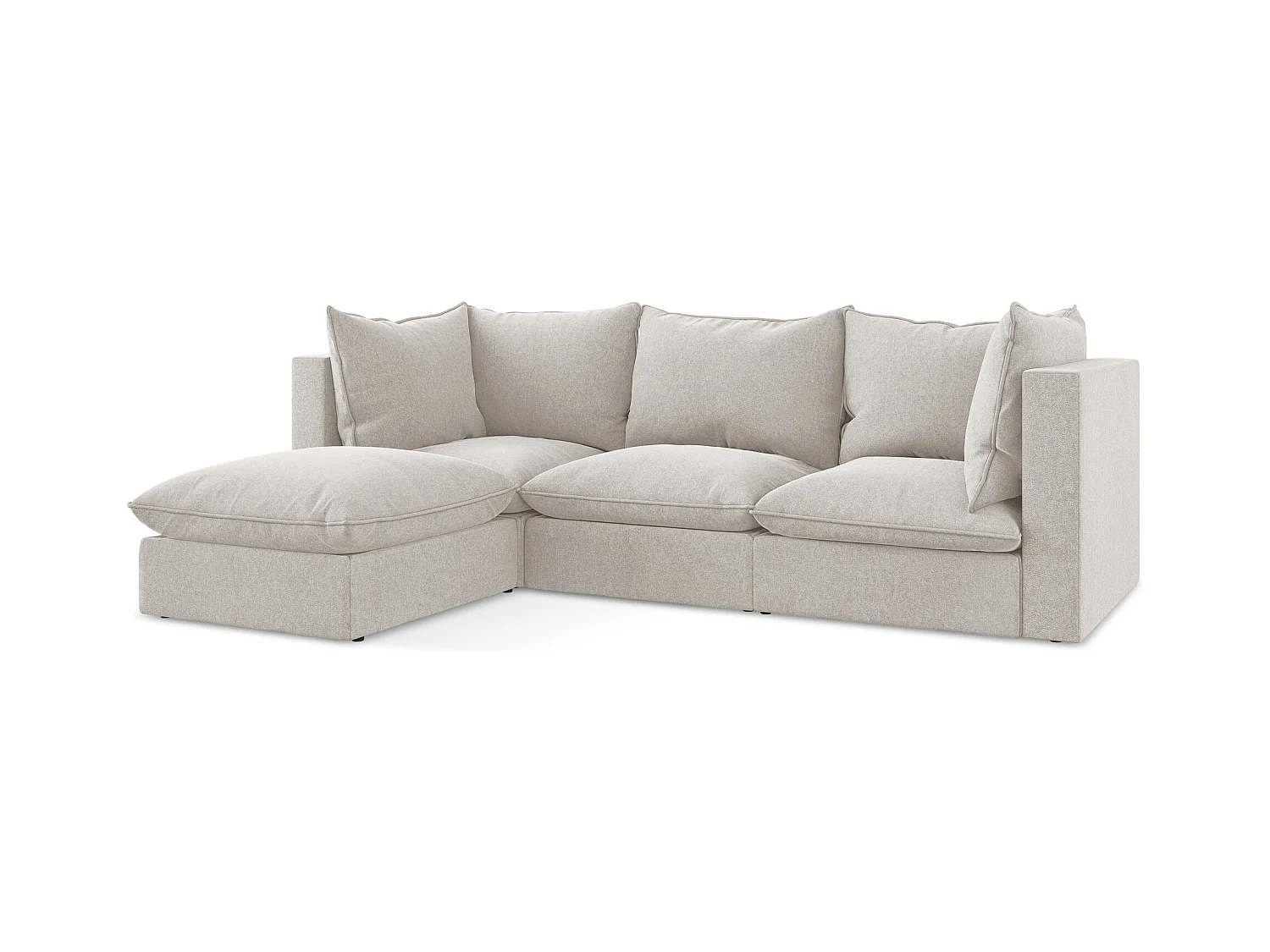 3-Sitzer Modulares Ecksofa - Ecke Links - Samt - Hell beige - MANAO