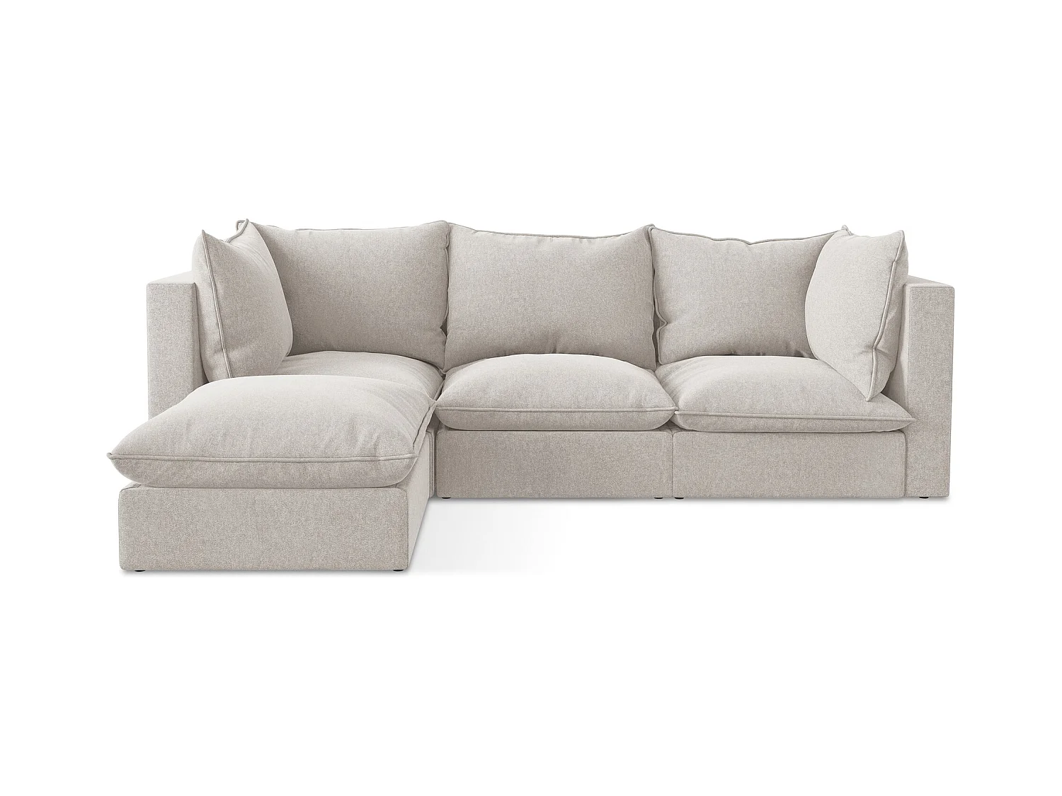 3-Sitzer Modulares Ecksofa - Ecke Links - Samt - Hell beige - MANAO