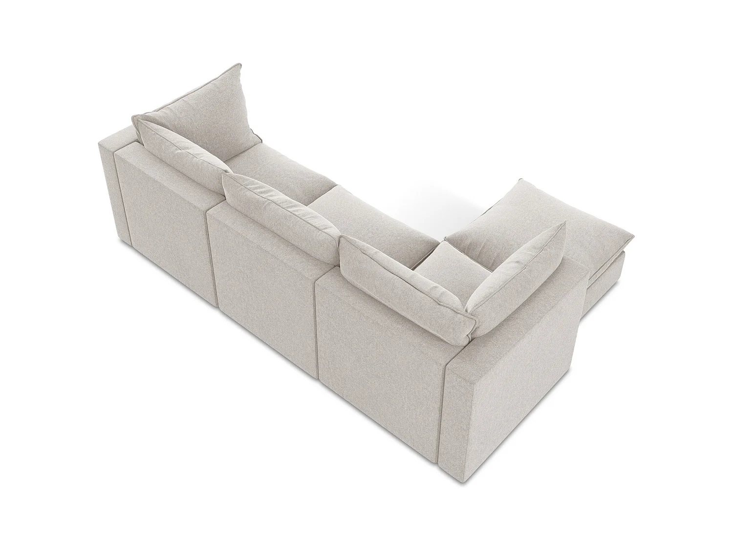 3-Sitzer Modulares Ecksofa - Ecke Links - Samt - Hell beige - MANAO
