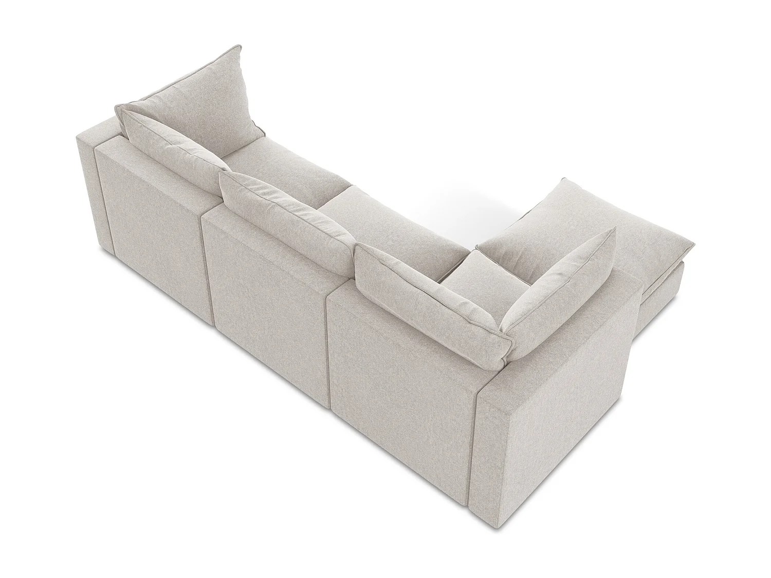3-Sitzer Modulares Ecksofa - Ecke Links - Samt - Hell beige - MANAO