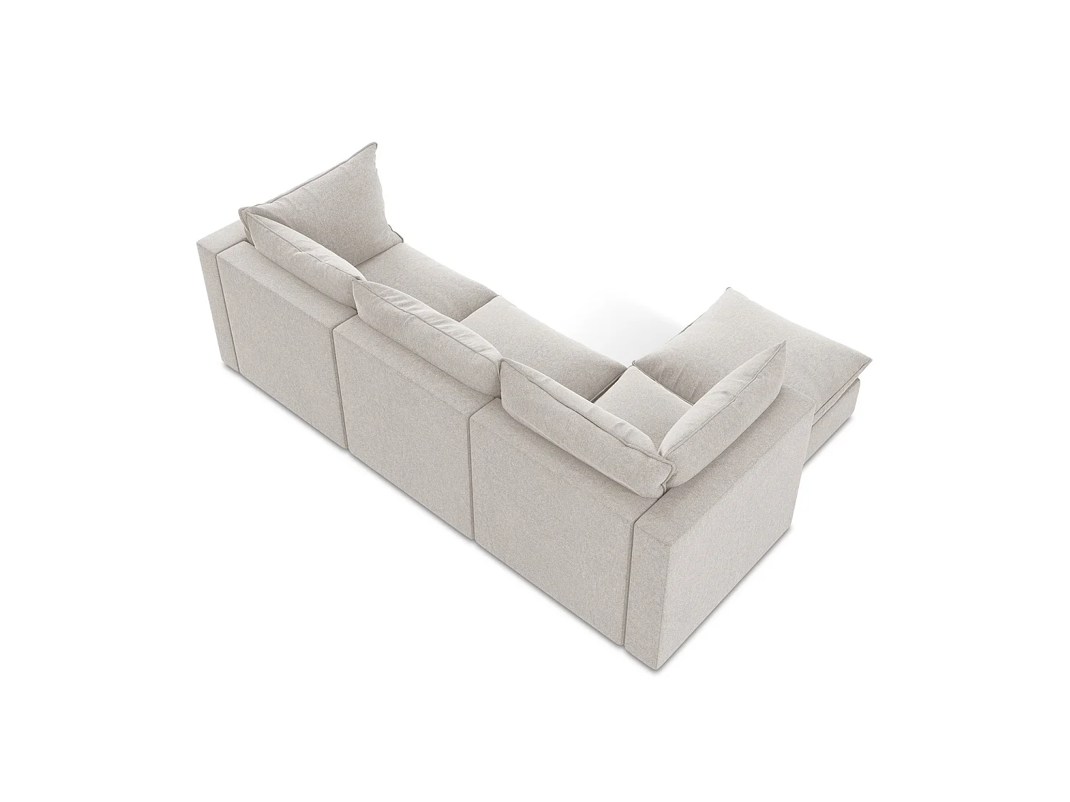 Canapé d'angle 3 places modulaire gauche en velours - beige clair - RAVENNA