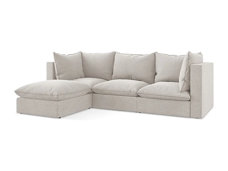 3-Sitzer Modulares Ecksofa - Ecke Links - Samt - Hell beige - MANAO