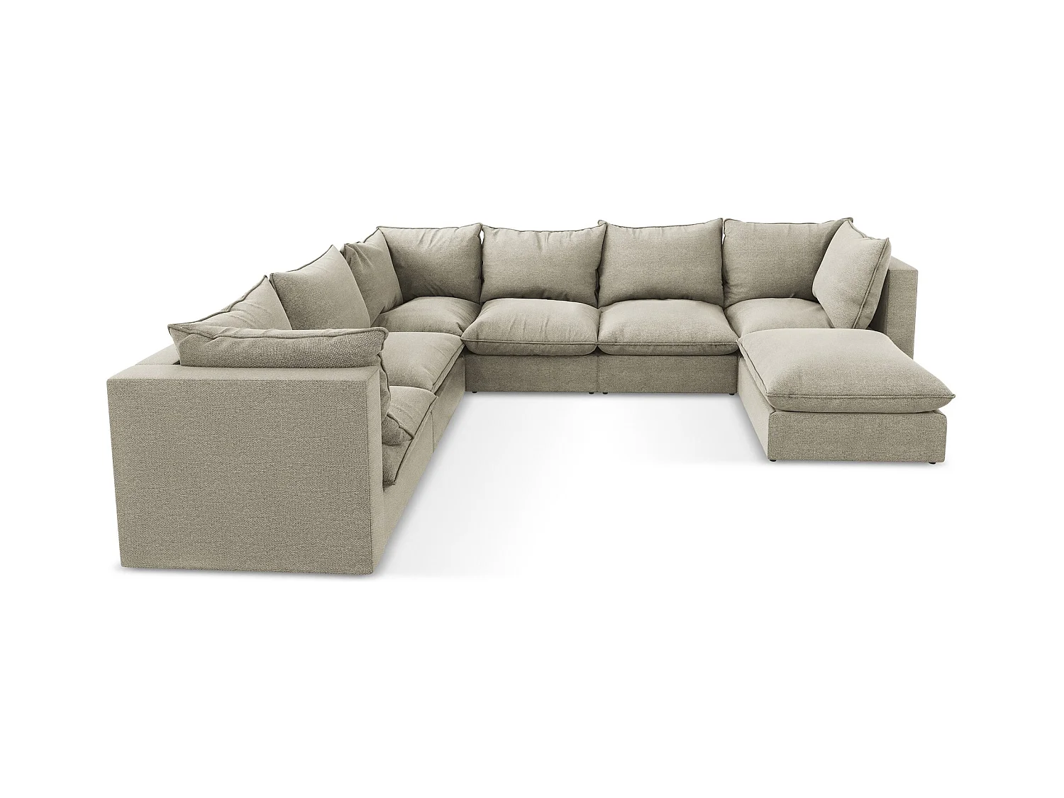 Canapé panoramique 5 places modulaire en tissu bouclette - taupe - MANAO