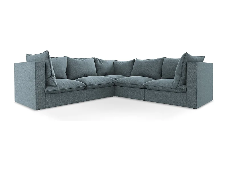 Modulares Ecksofa - - Bouclé - Jeans - MANAO