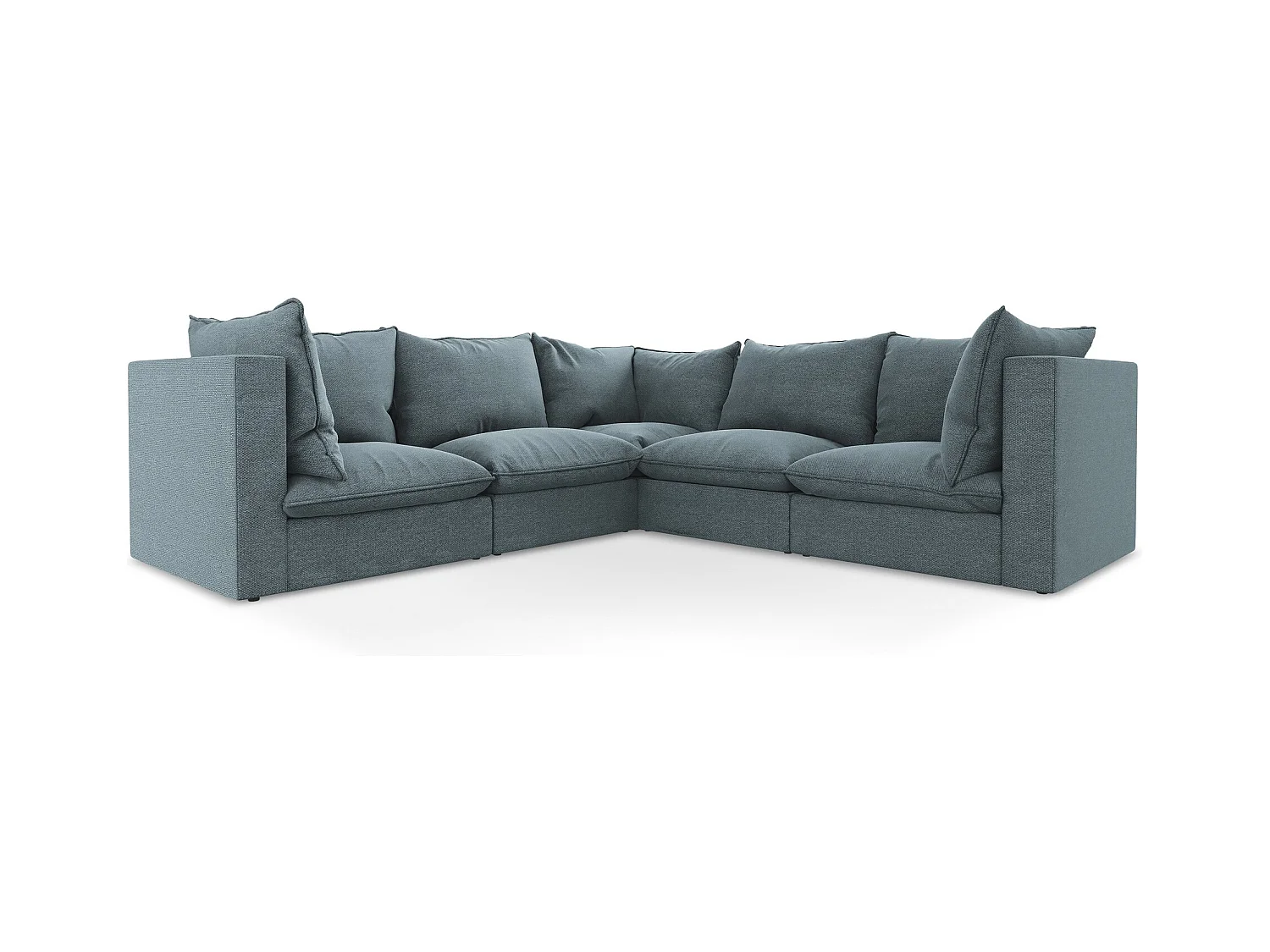 Canapé d'angle 4 places modulaire en tissu bouclette - jeans - MANAO