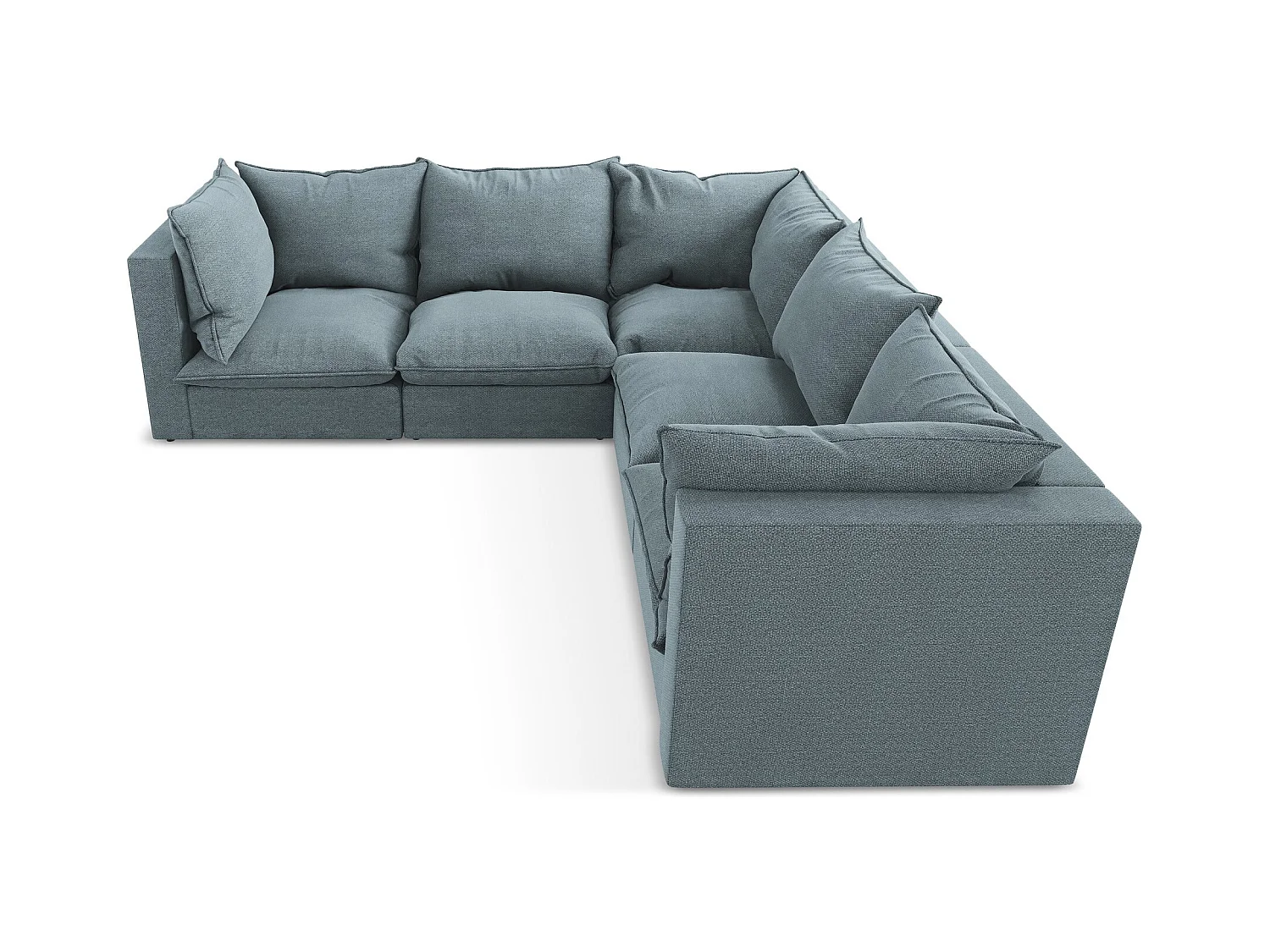 Canapé d'angle 4 places modulaire en tissu bouclette - jeans - MANAO