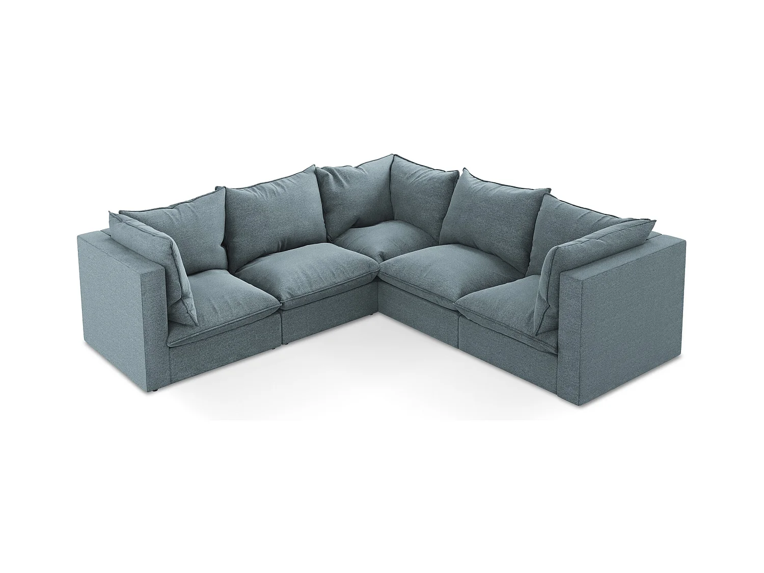 Canapé d'angle 4 places modulaire en tissu bouclette - jeans - MANAO