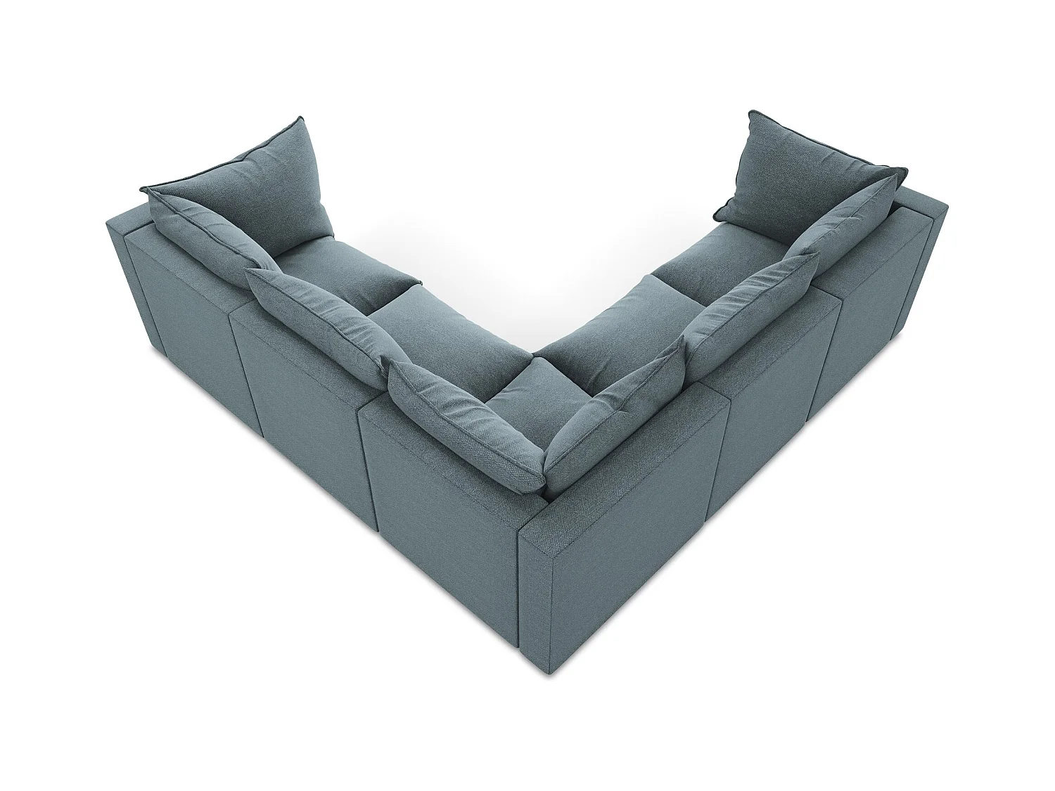 Canapé d'angle 4 places modulaire en tissu bouclette - jeans - MANAO