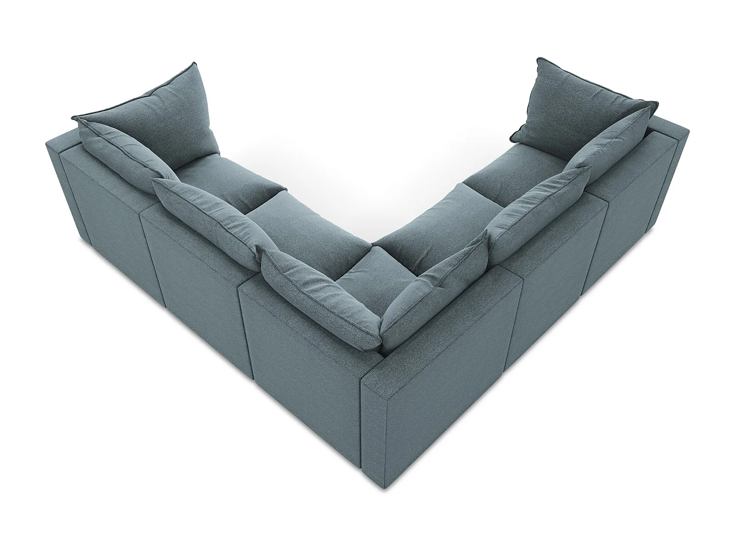 Modulares Ecksofa - - Bouclé - Jeans - MANAO