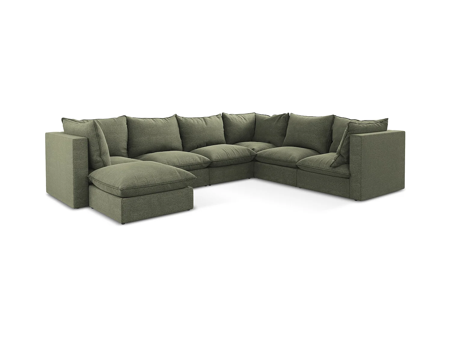 Modulares Wohnlandschaft - / - Bouclé - Olive - MANAO