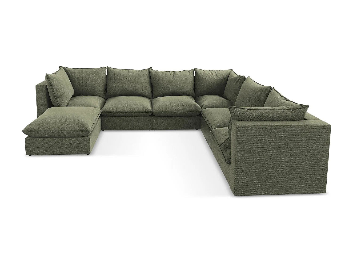 Modulaire panoramische bank van olijf bouclé - MANAO