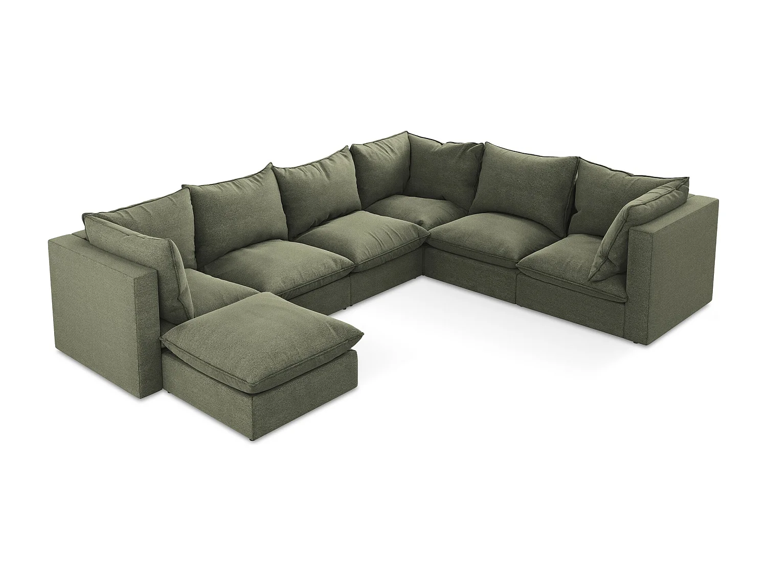 Modulaire panoramische bank van olijf bouclé - MANAO