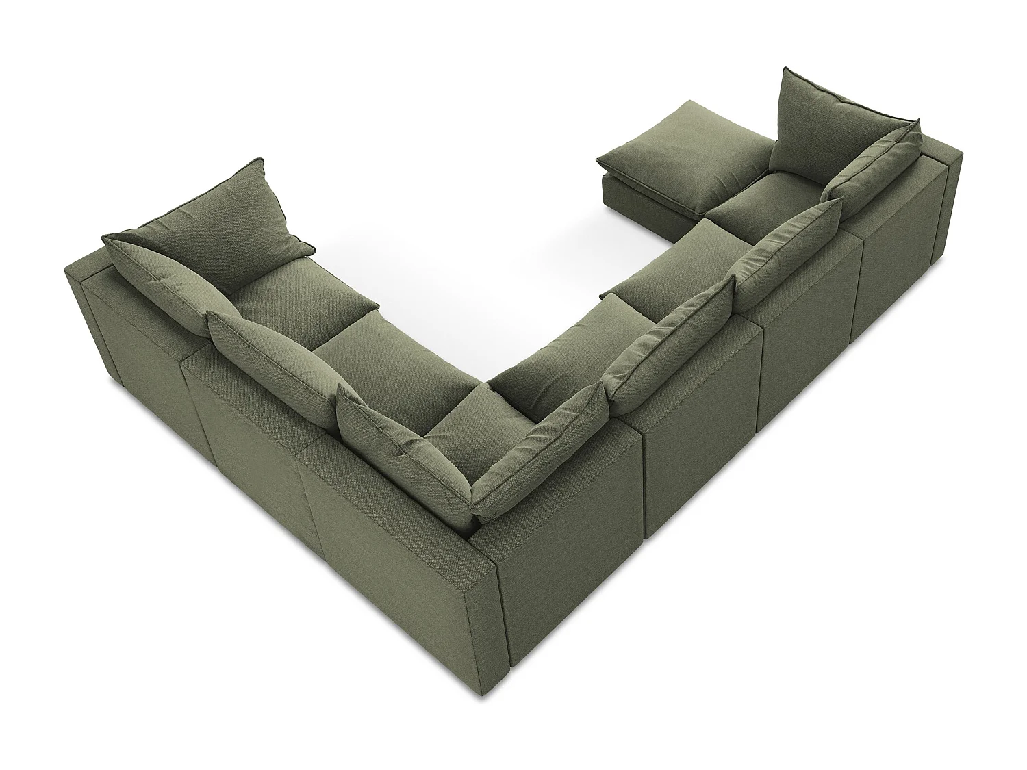 Modulaire panoramische bank van olijf bouclé - MANAO