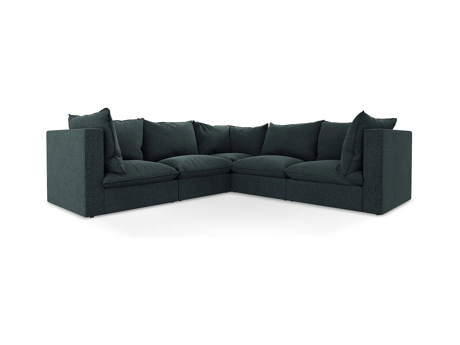 Canapé d'angle 4 places modulaire en velours - marin - MANAO