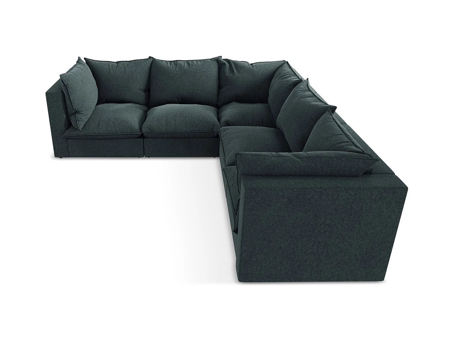 Canapé d'angle 4 places modulaire en velours - marin - MANAO