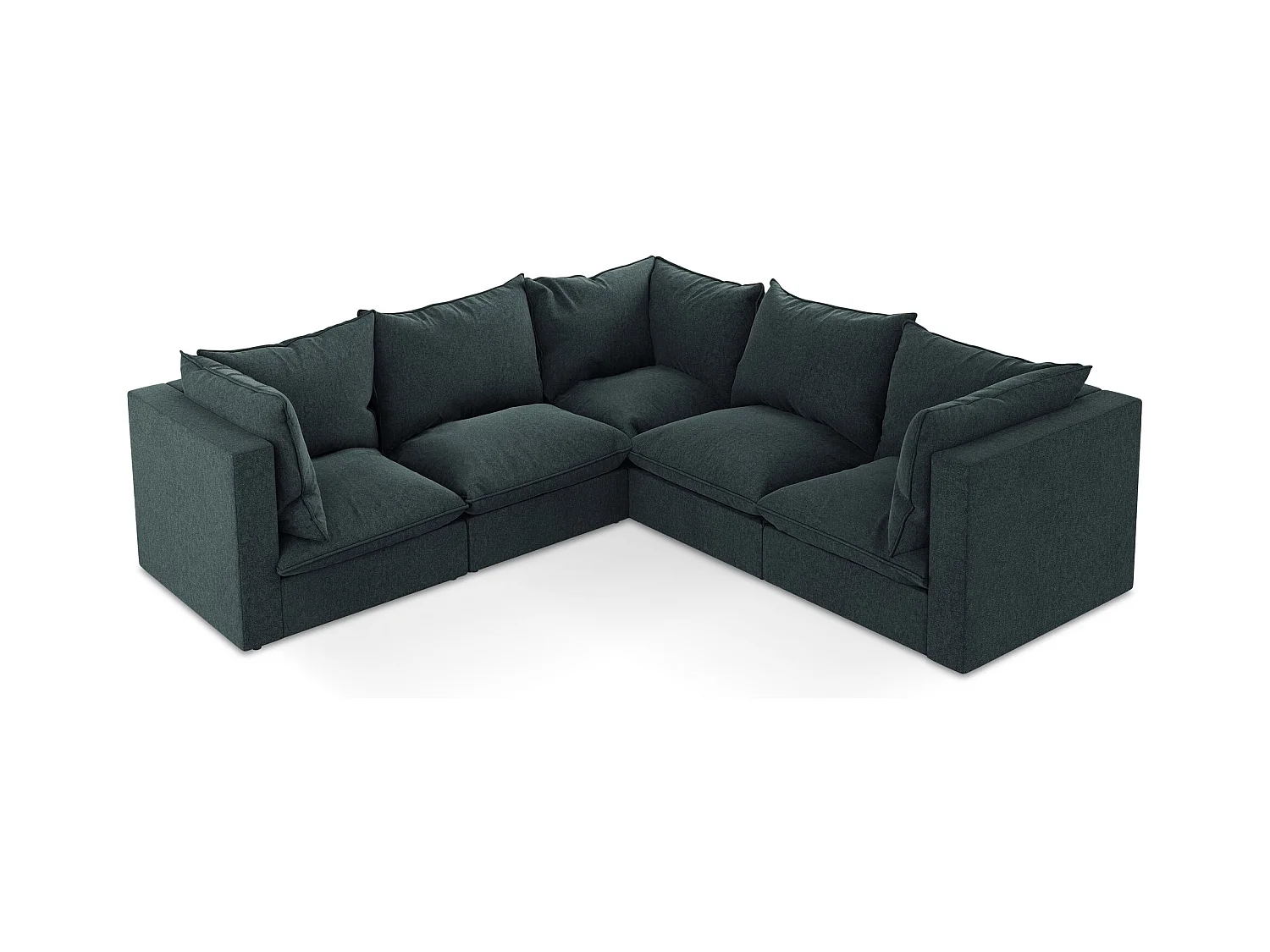 Canapé d'angle 4 places modulaire en velours - marin - MANAO