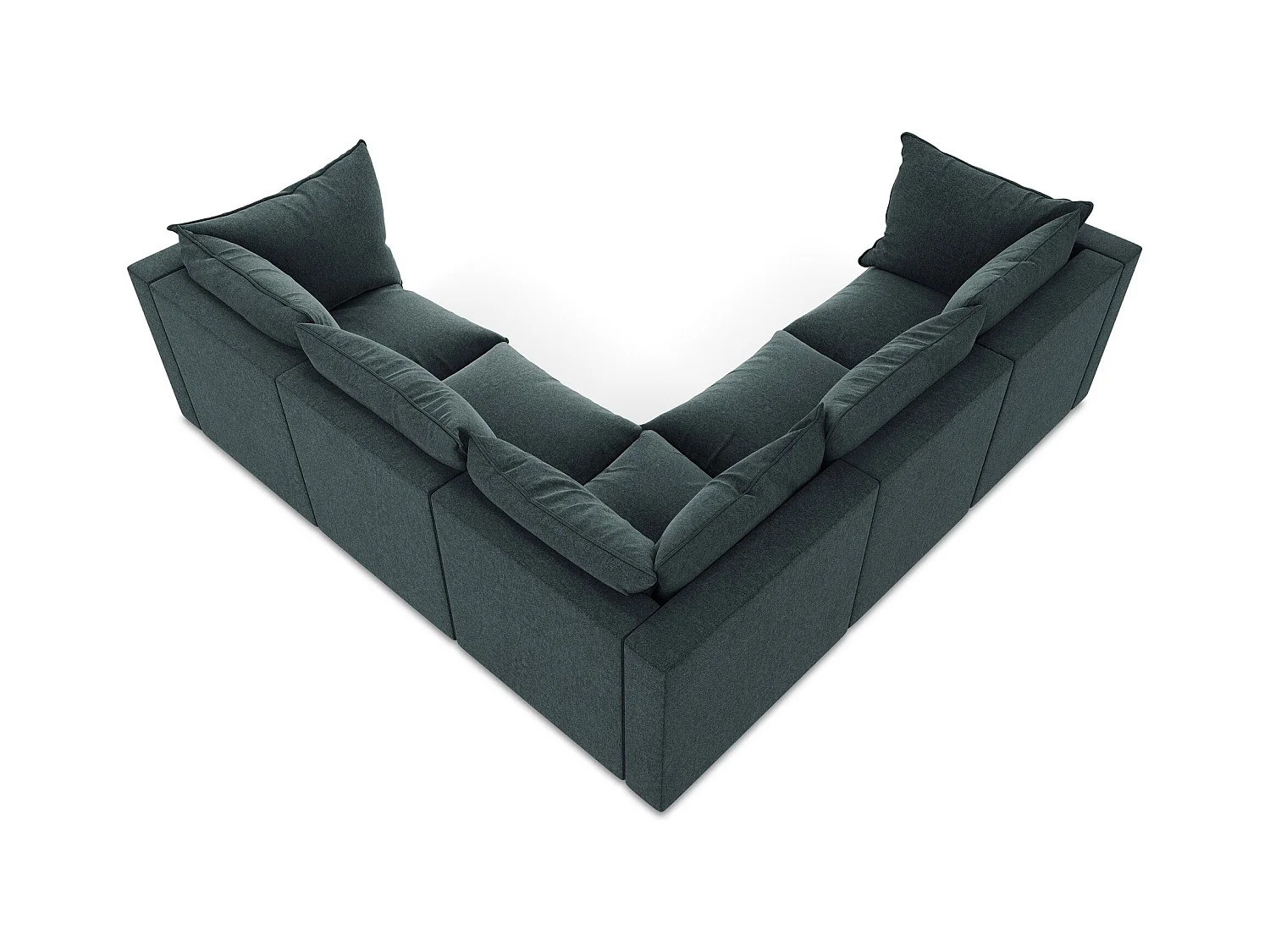 Canapé d'angle 4 places modulaire en velours - marin - MANAO