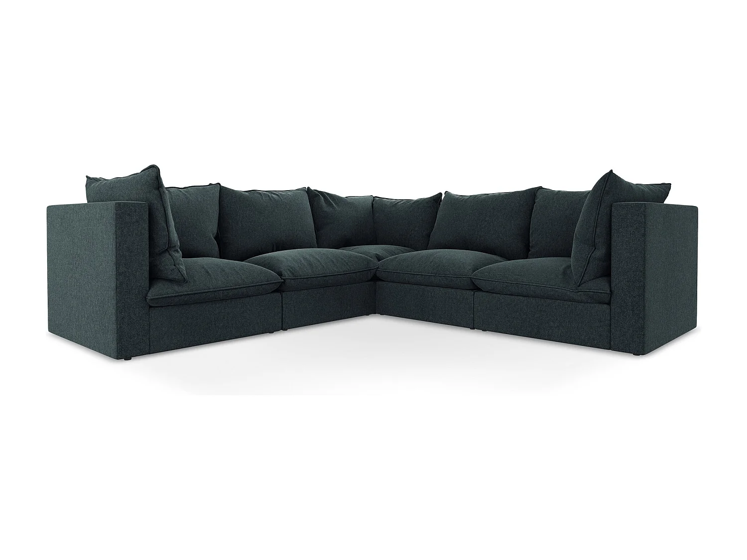 Canapé d'angle 4 places modulaire en velours - marin - MANAO