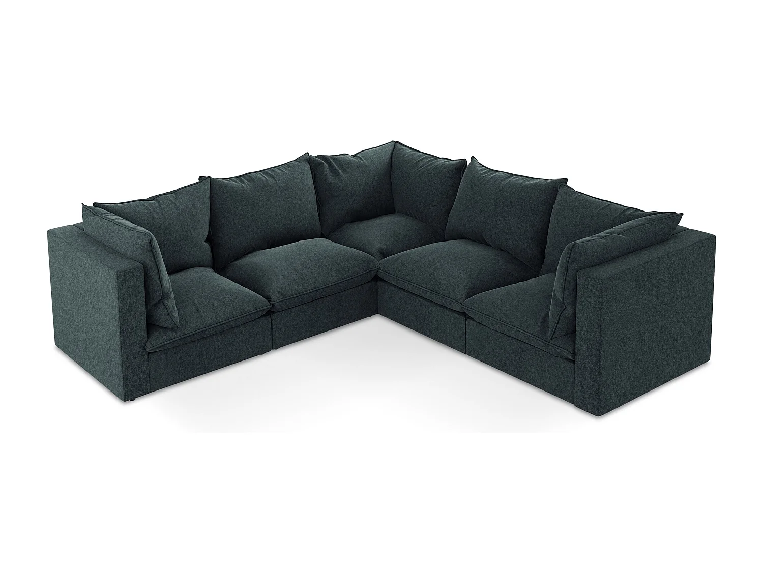 Canapé d'angle 4 places modulaire en velours - marin - MANAO