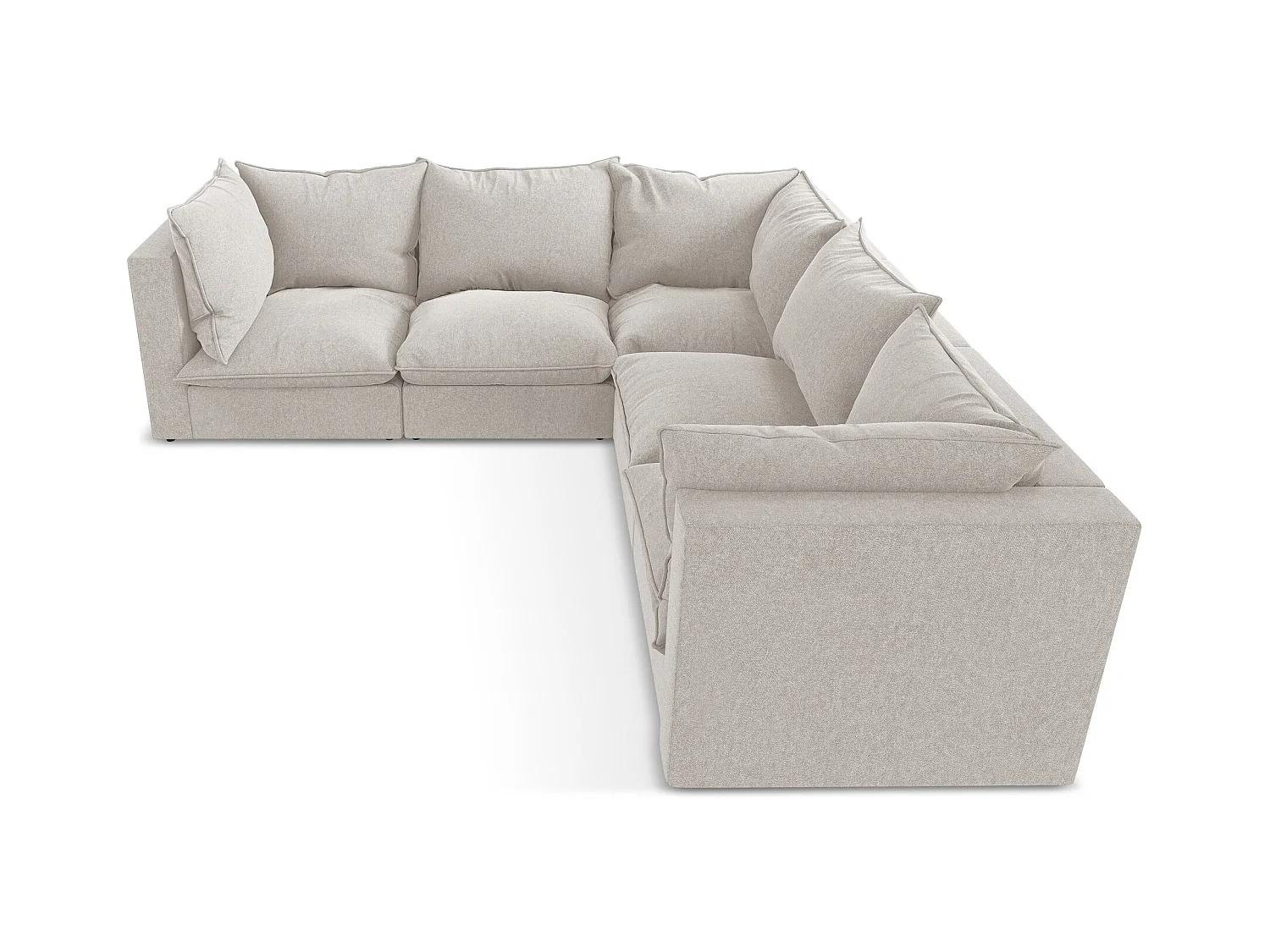 Modulares Ecksofa - - Samt - Hell beige - MANAO