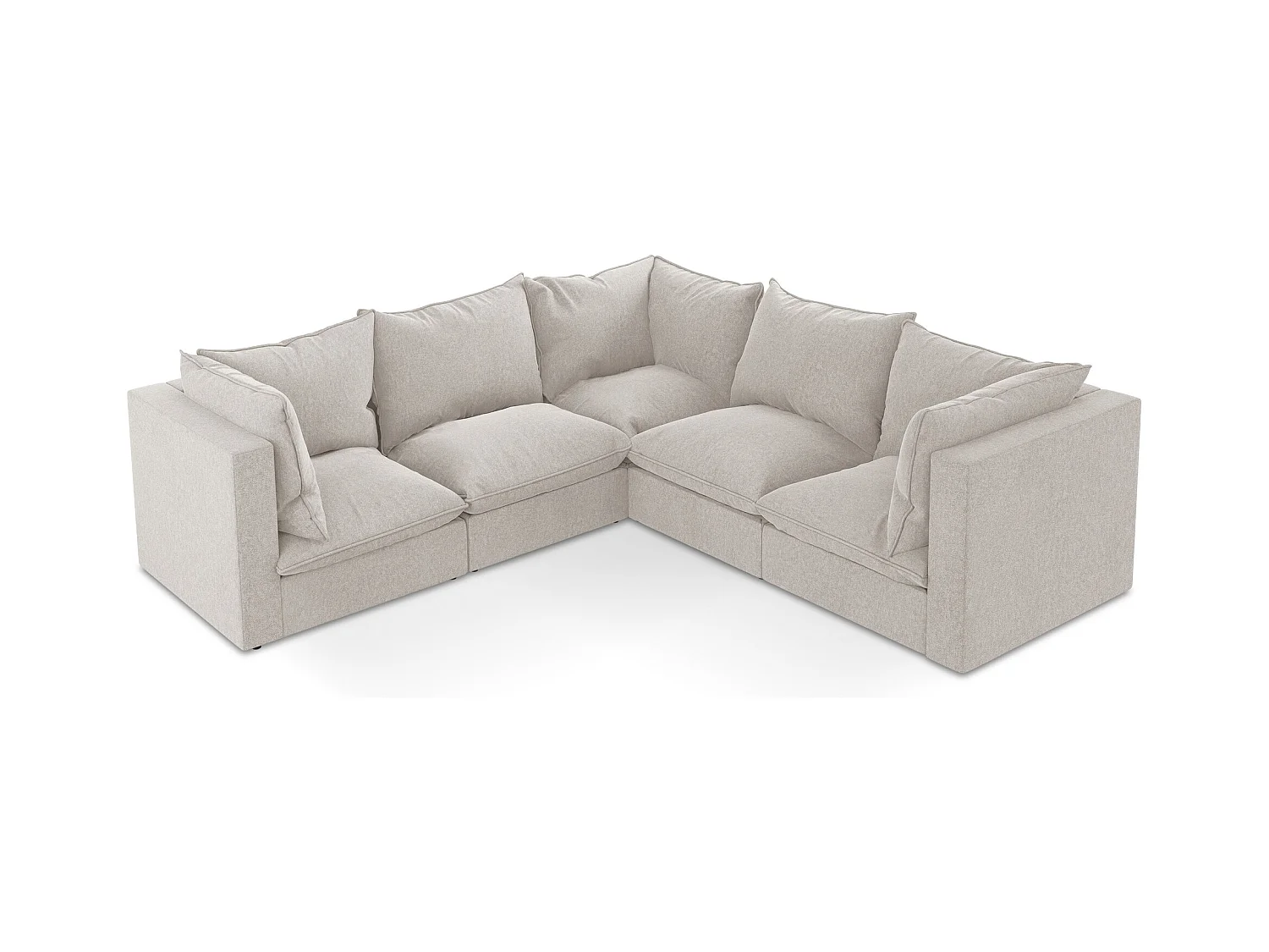 Modulares Ecksofa - - Samt - Hell beige - MANAO