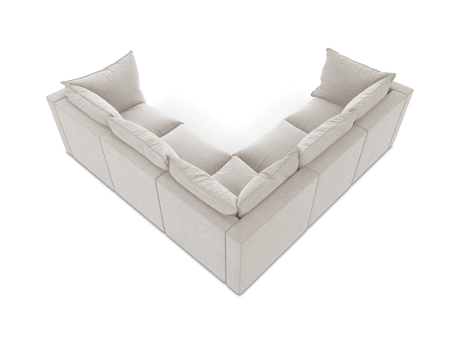Modulares Ecksofa - - Samt - Hell beige - MANAO