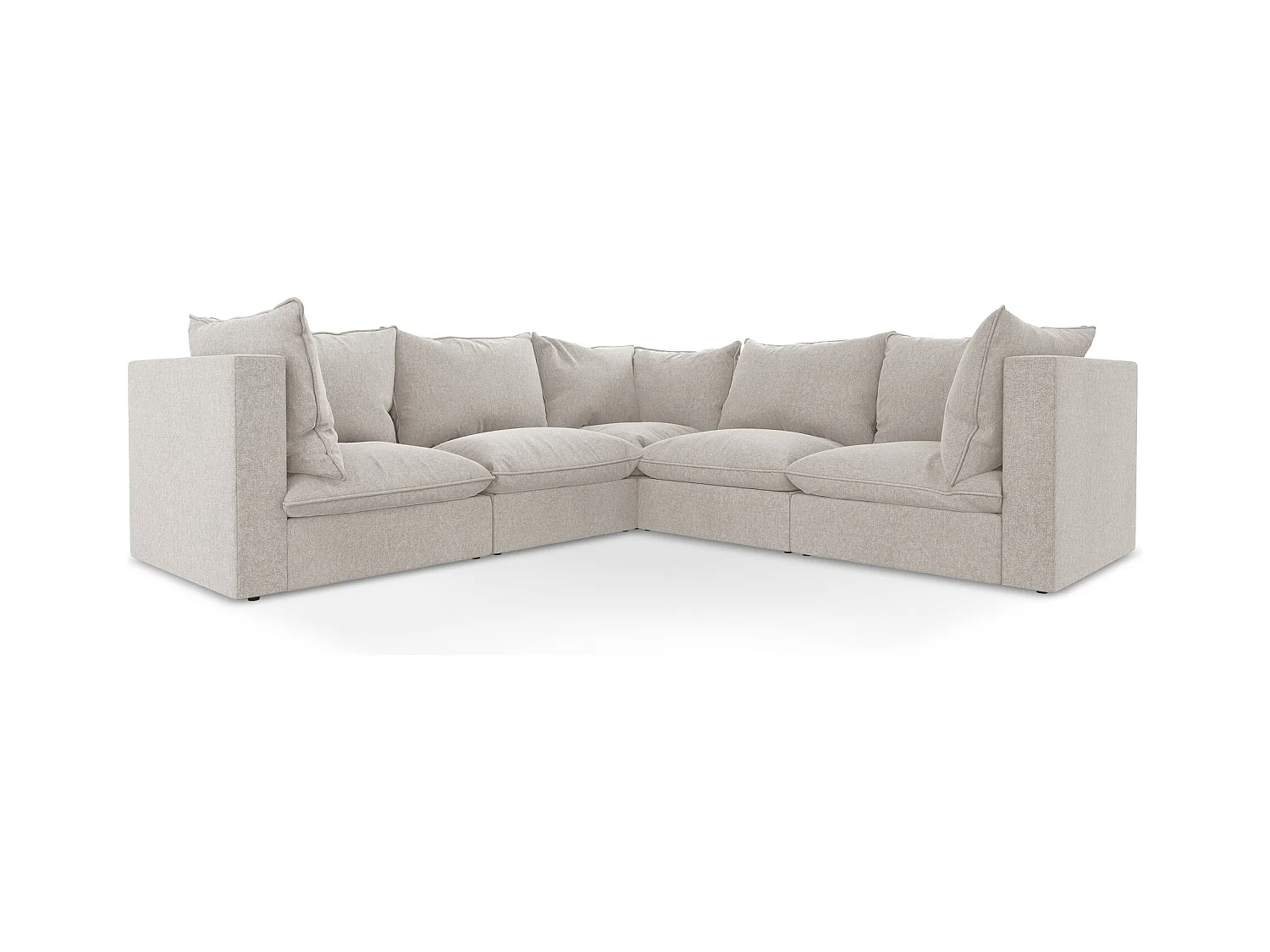 Modulares Ecksofa - - Samt - Hell beige - MANAO