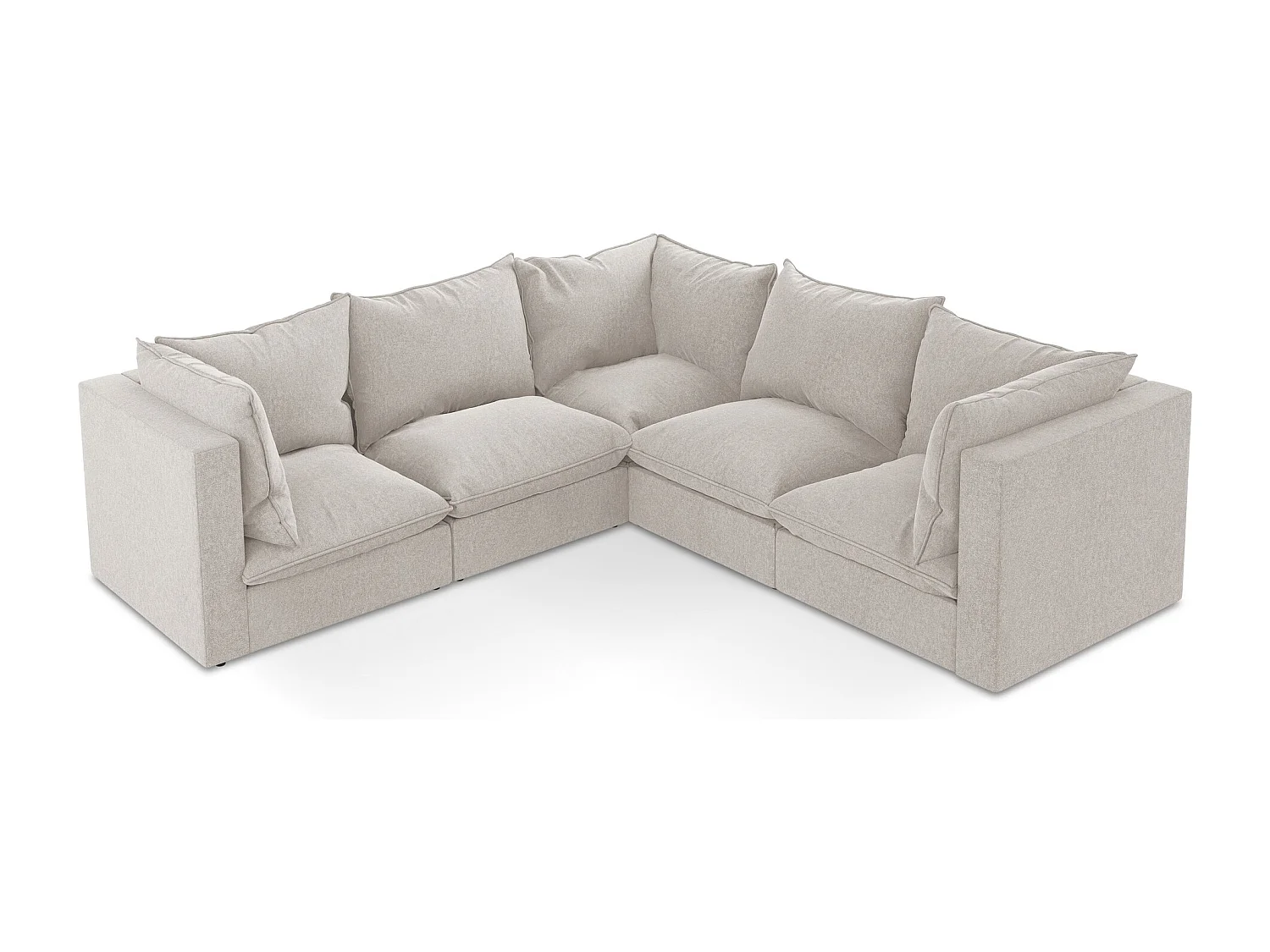 Modulares Ecksofa - - Samt - Hell beige - MANAO