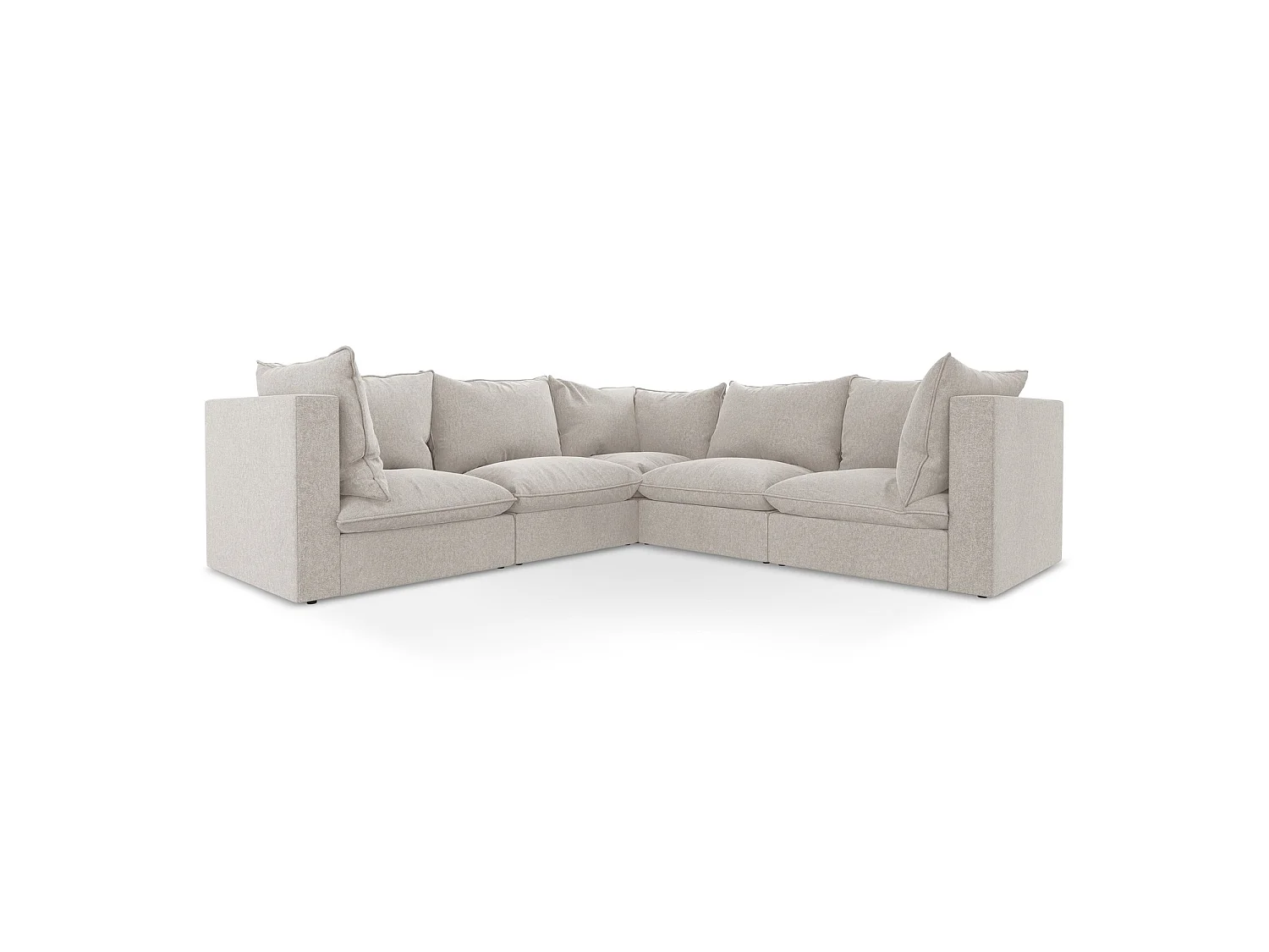 Modulares Ecksofa - - Samt - Hell beige - RAVENNA