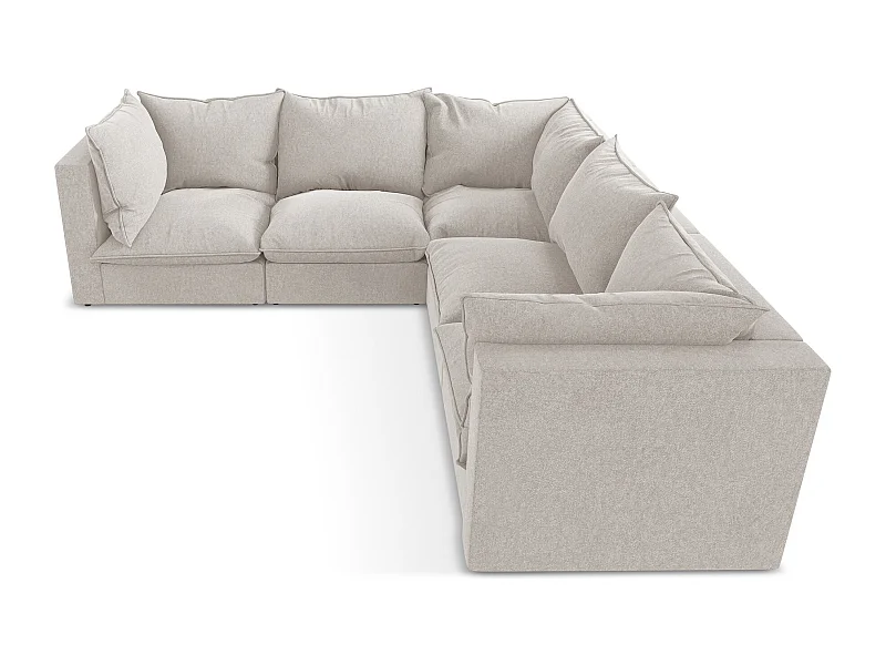 Modulares Ecksofa - - Samt - Hell beige - MANAO
