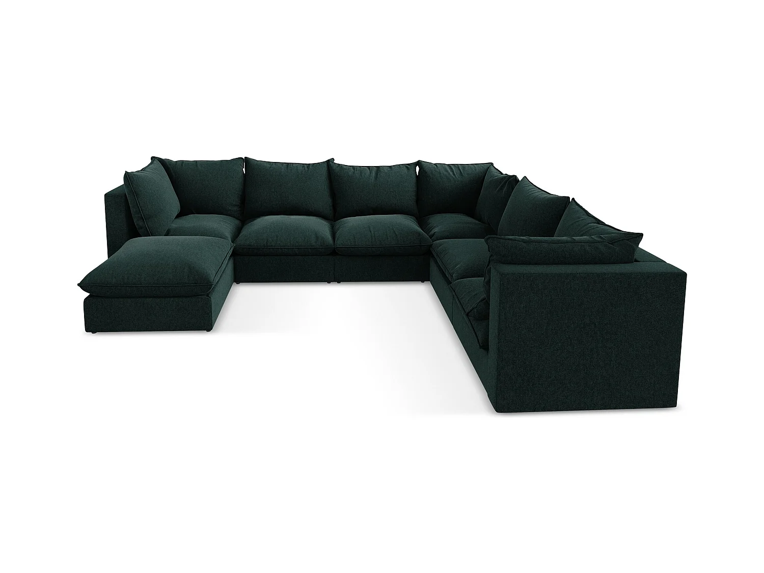 Sofa modułowa panoramiczna - z tkaniny welwetowej - szaro-zielony - MANAO