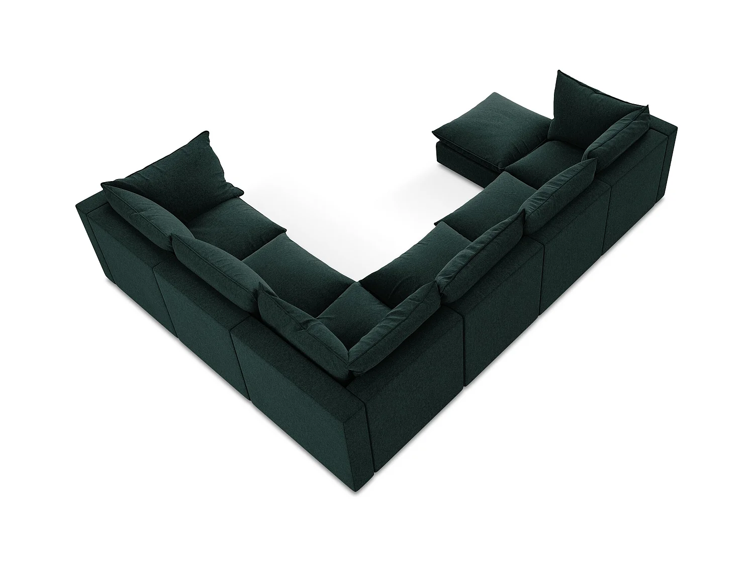 Sofa modułowa panoramiczna - z tkaniny welwetowej - szaro-zielony - MANAO