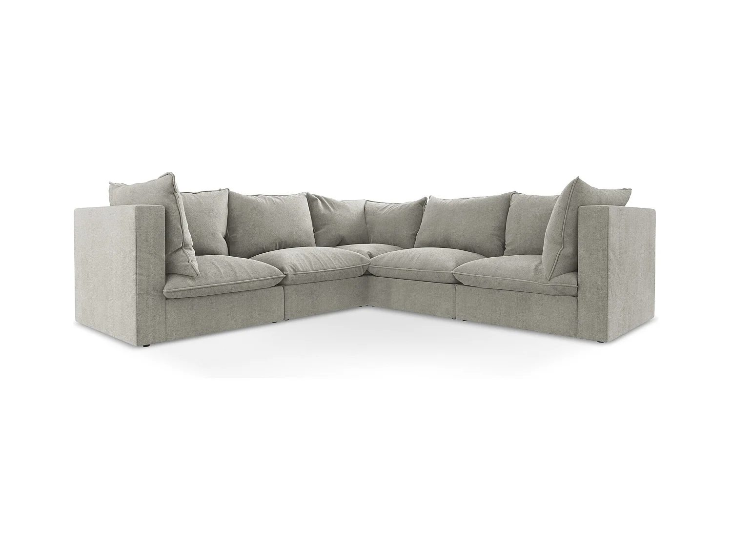 Modulares Ecksofa - - Strukturstoff - Hellgrau - MANAO