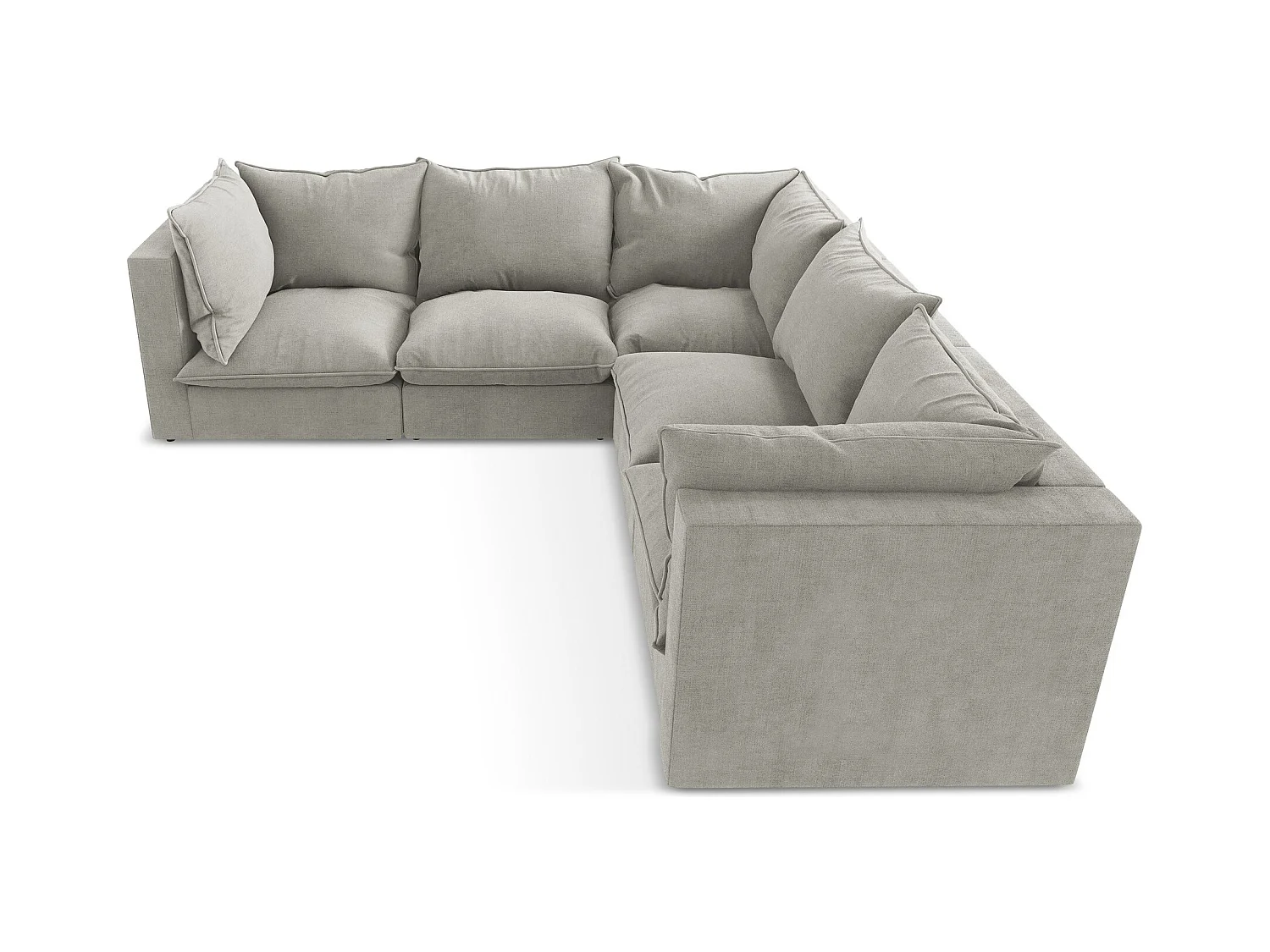 Canapé d'angle 4 places modulaire en tissu texturé - gris clair - MANAO