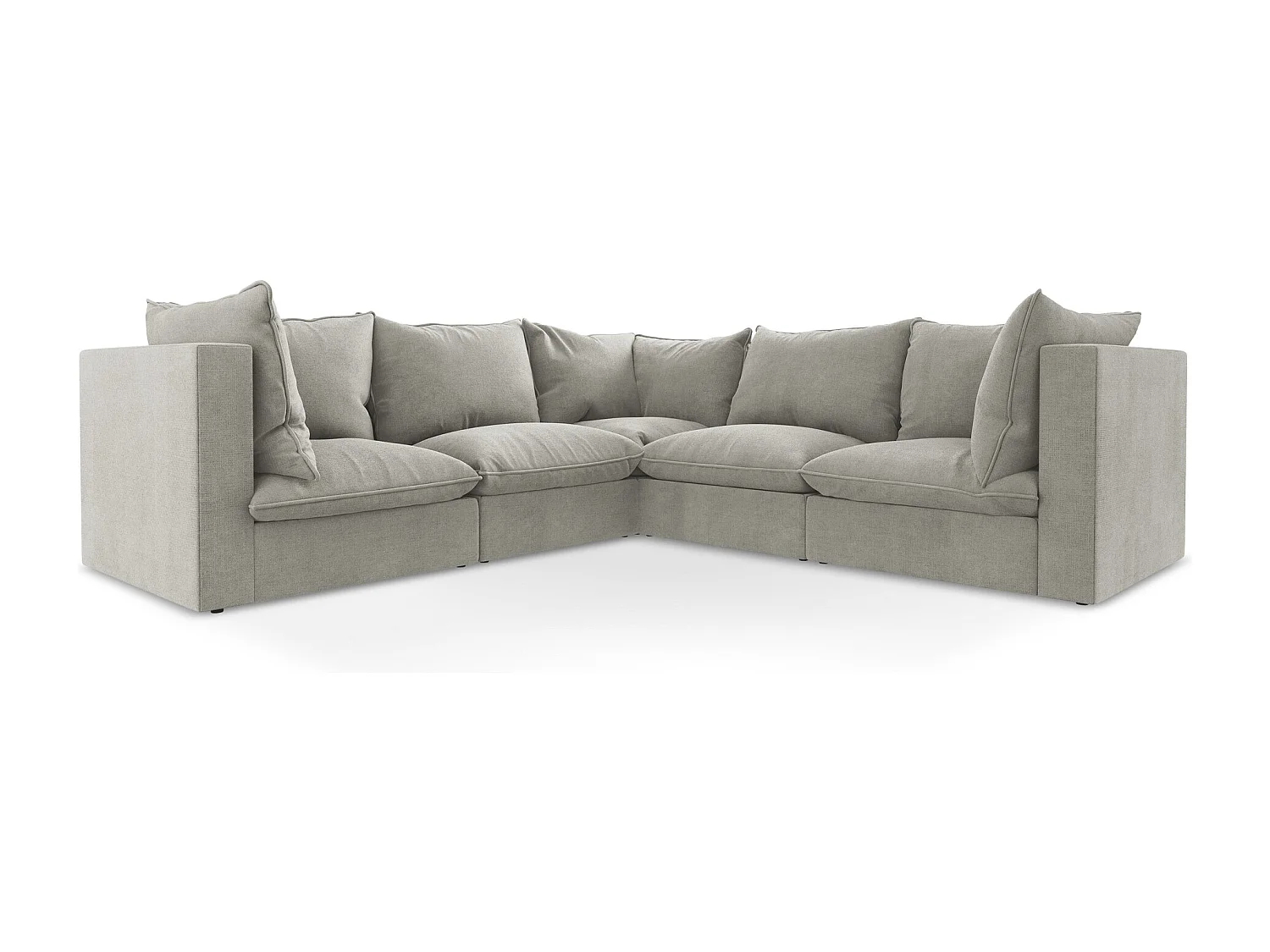 Modulares Ecksofa - - Strukturstoff - Hellgrau - MANAO