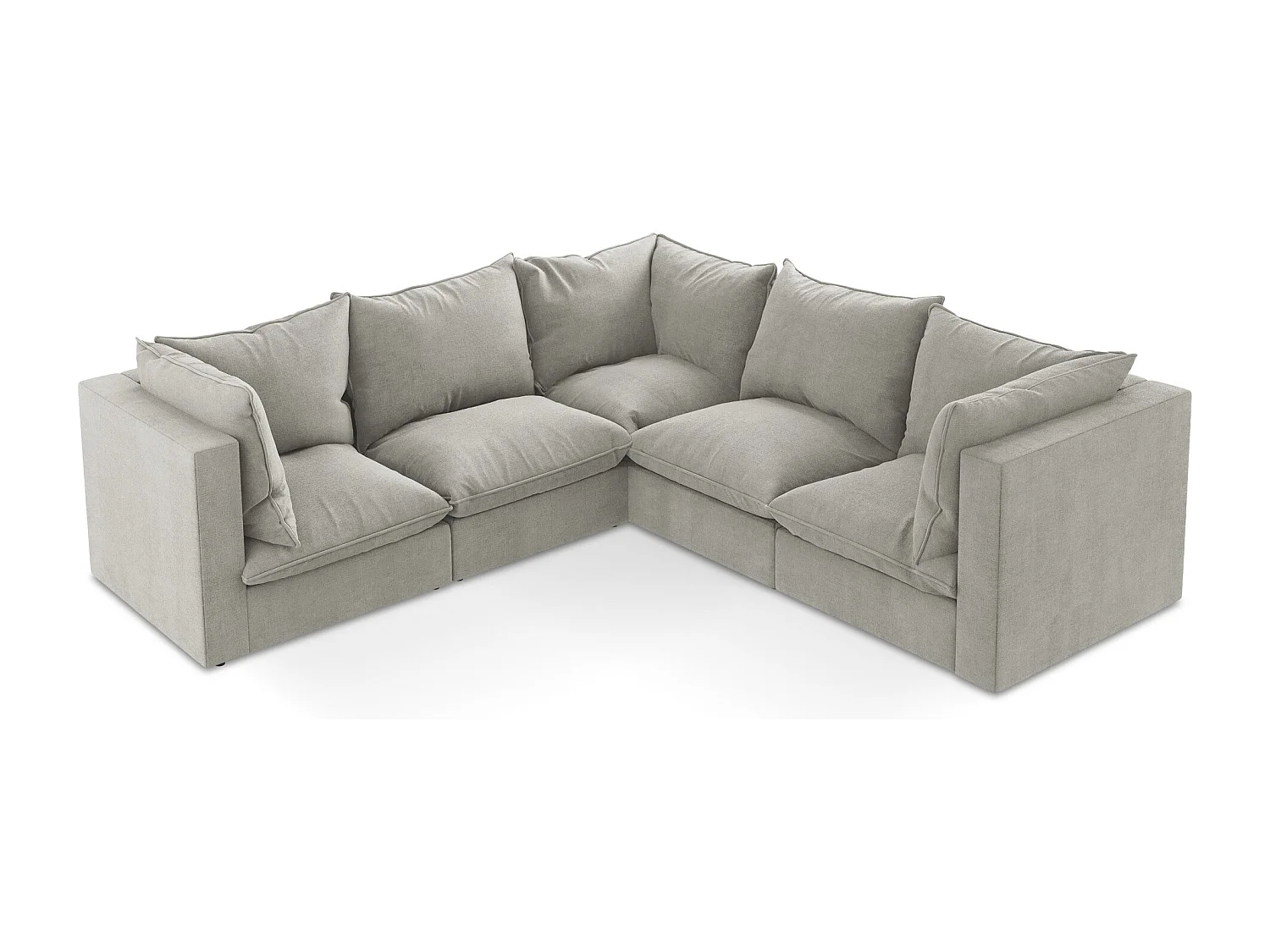 Modulares Ecksofa - - Strukturstoff - Hellgrau - MANAO