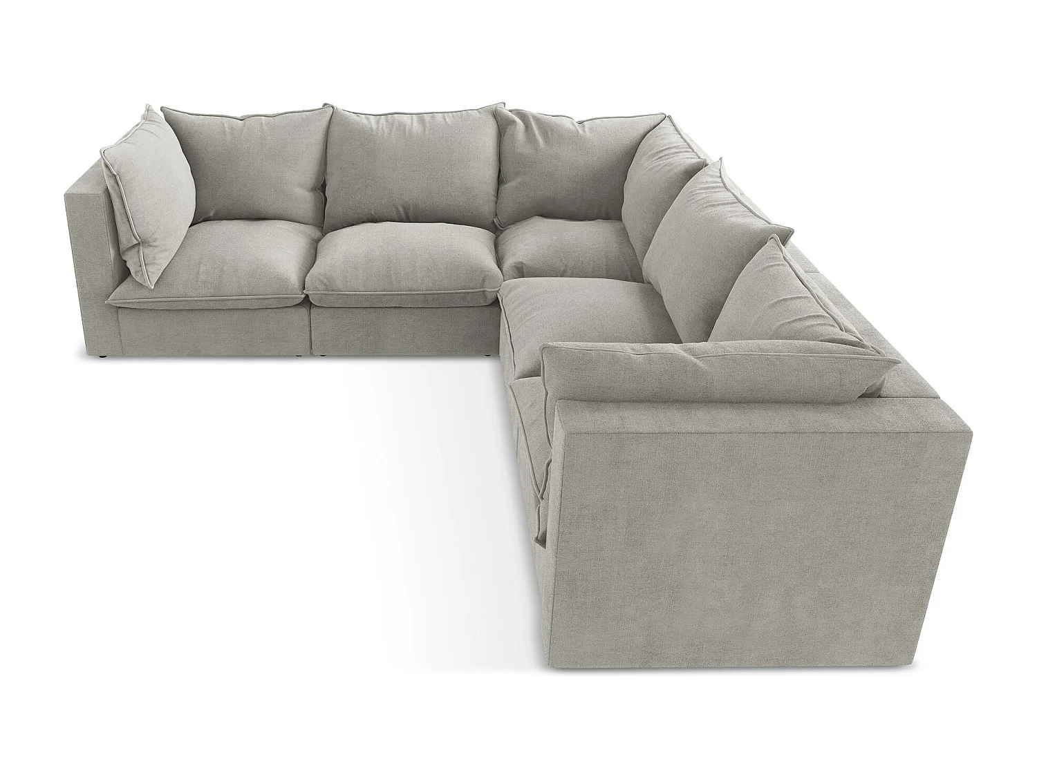 Canapé d'angle 4 places modulaire en tissu texturé - gris clair - MANAO