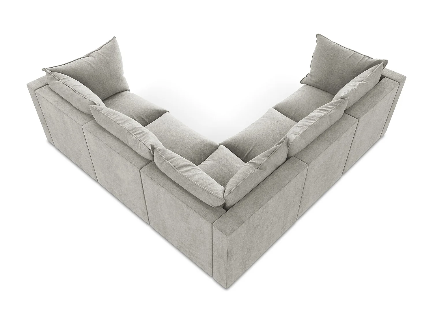 Canapé d'angle 4 places modulaire en tissu texturé - gris clair - MANAO