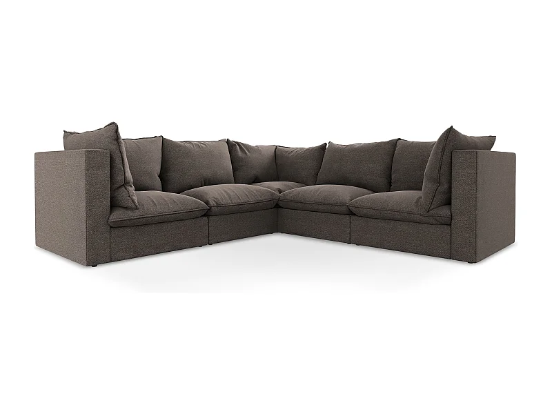 Modulares Ecksofa - - Bouclé - Schokolade - MANAO