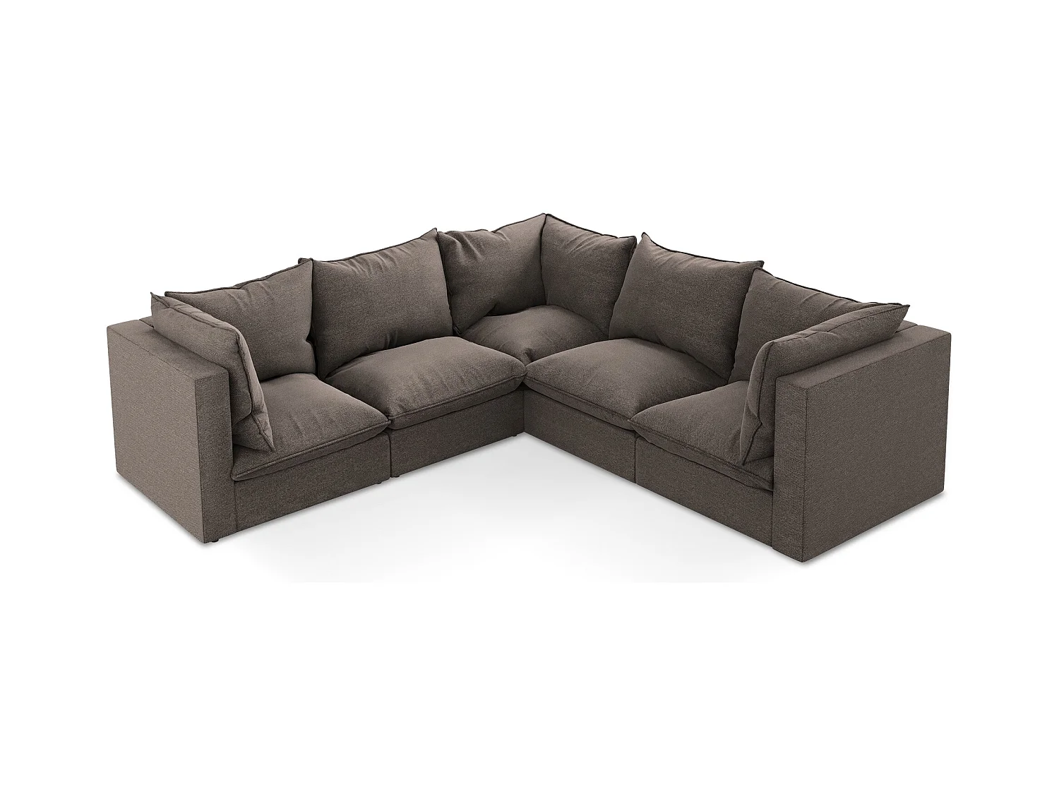 Canapé d'angle 4 places modulaire en tissu bouclette - chocolat - MANAO